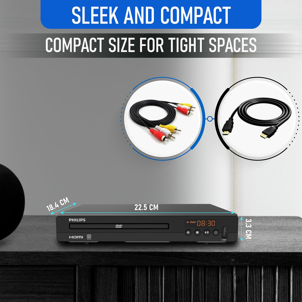 PHILIPS box with included HDMI and RCA cables for out-of-the-box readiness