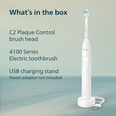 Philips Sonicare box opened with included brush head and USB cable, complete set