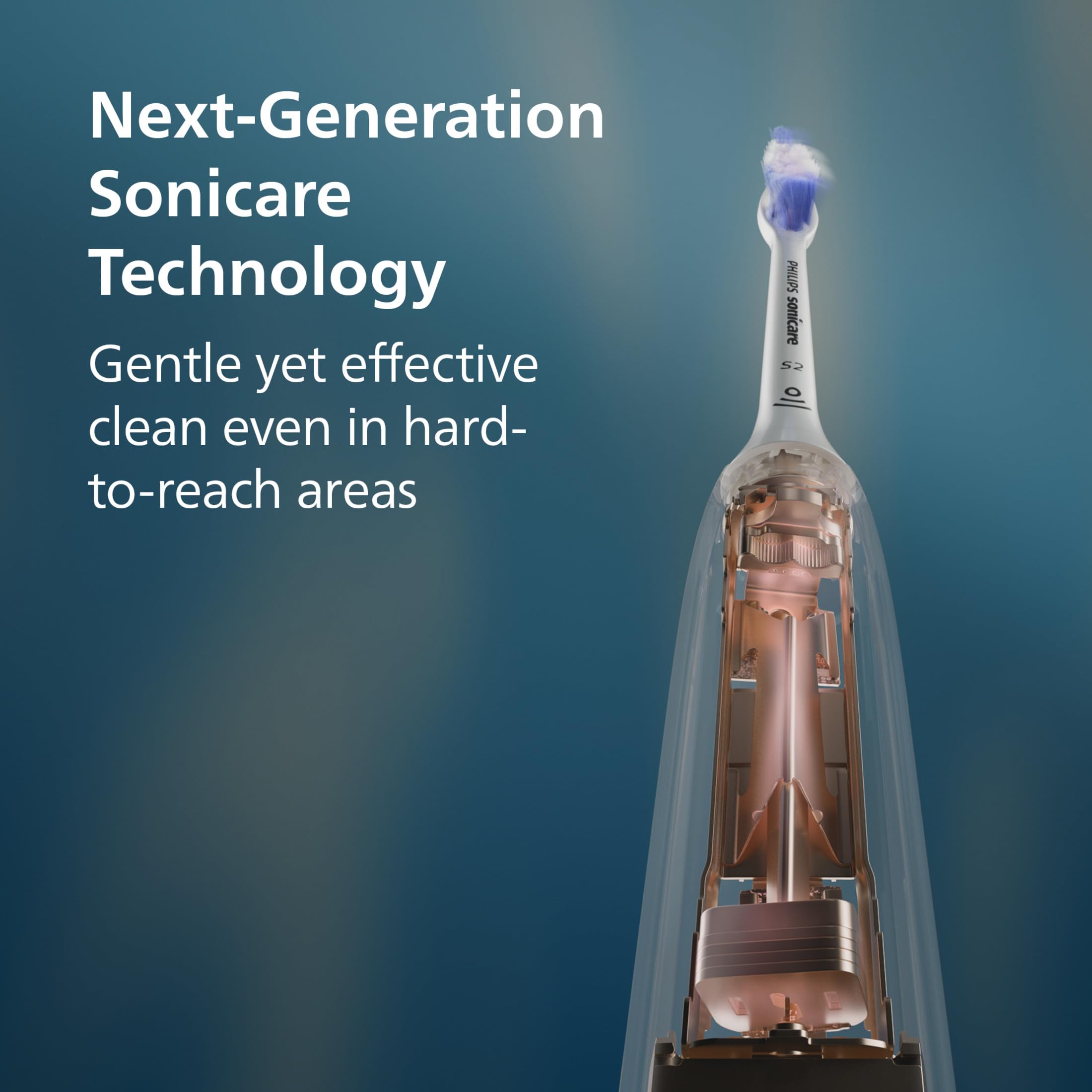Philips Sonicare A3 Premium All-in-One brush head close-up showing angled bristles for better plaque removal