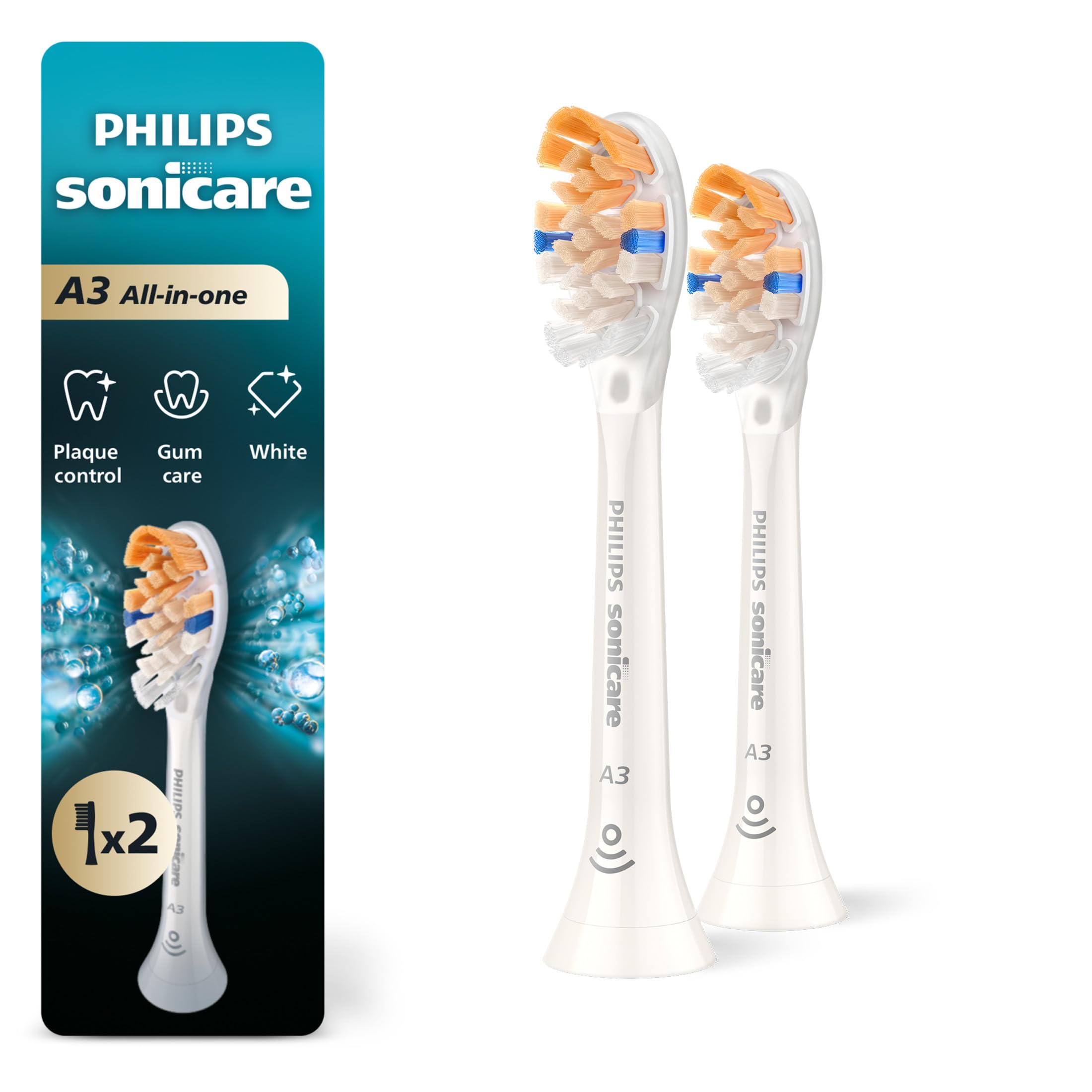 Philips Sonicare vista frontal del pack, recambios listos para seis meses