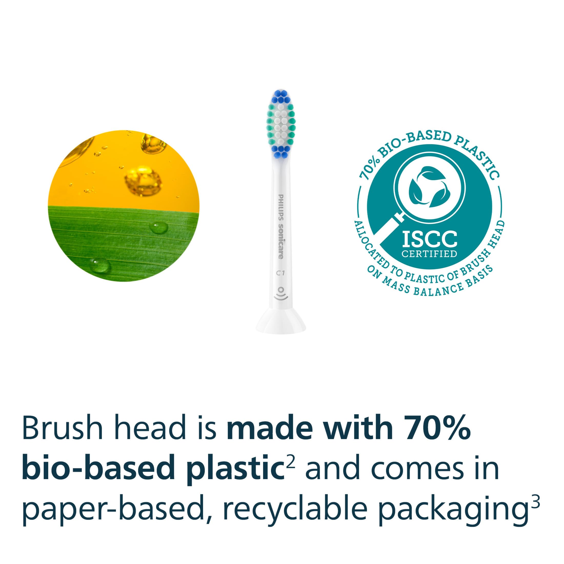 Philips Sonicare recyclable packaging label showing reduced plastic