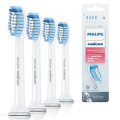 Philips Sonicare cabezal frontal blanco mostrando cerdas extra suaves y cuidado delicado