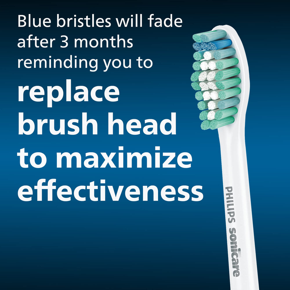 Philips Sonicare comparación tamaño del cabezal junto a un cepillo manual, control preciso