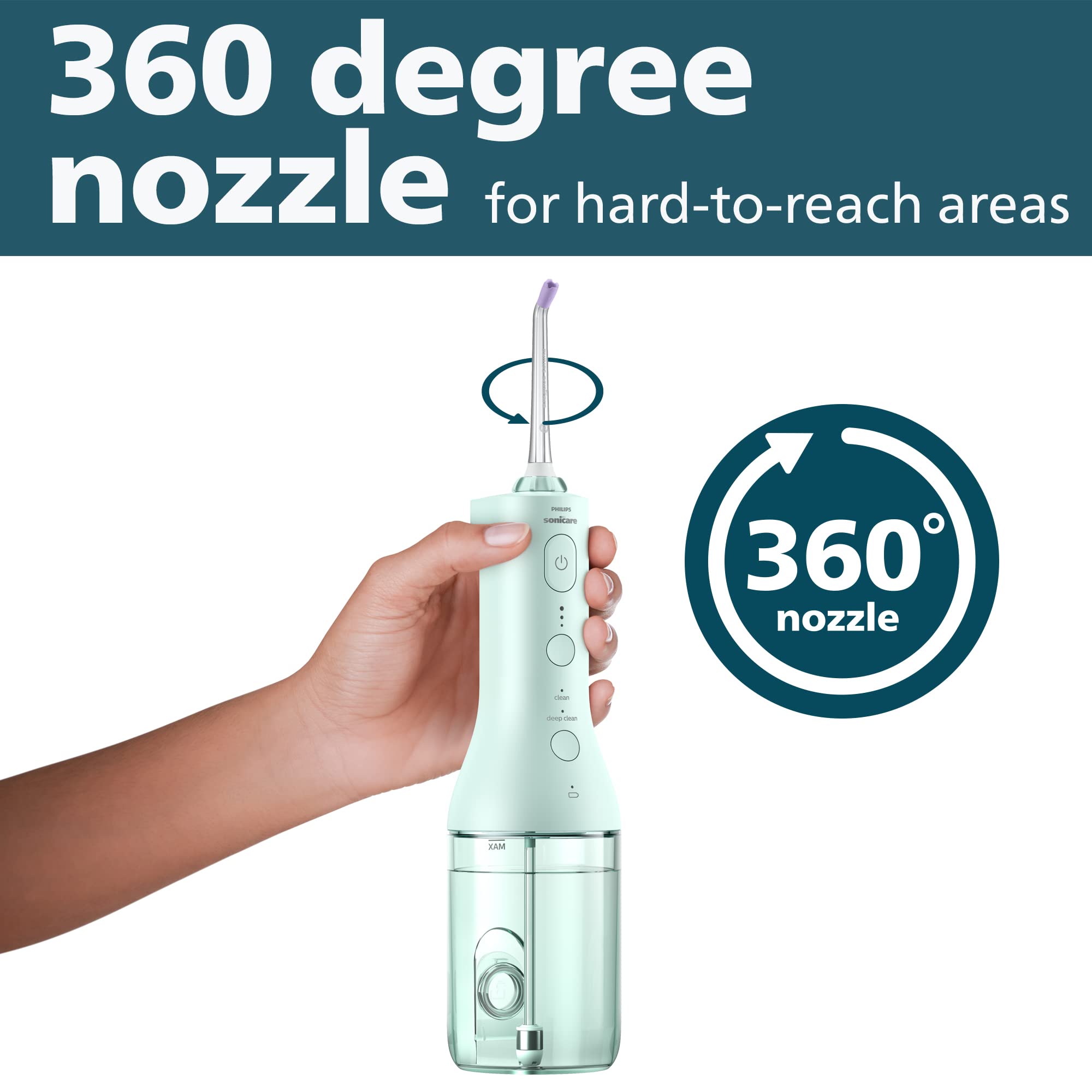 Philips Sonicare Quad Stream X-shaped tip close-up demonstrating broad coverage benefit