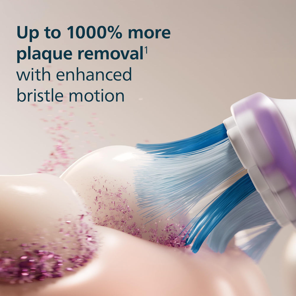 Philips Sonicare en uso durante el cepillado diario demuestra limpieza eficaz