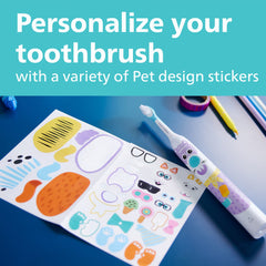 Philips Sonicare manos de niño aplicando pegatinas para personalizar el cepillo