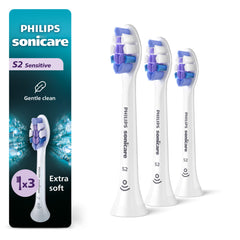 Philips Sonicare frontal del paquete mostrando las tres unidades y ventajas