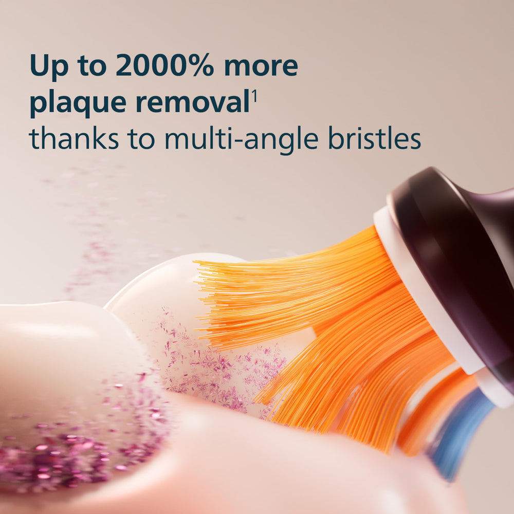 Philips Sonicare side profile showing longer side bristles for gumline reach