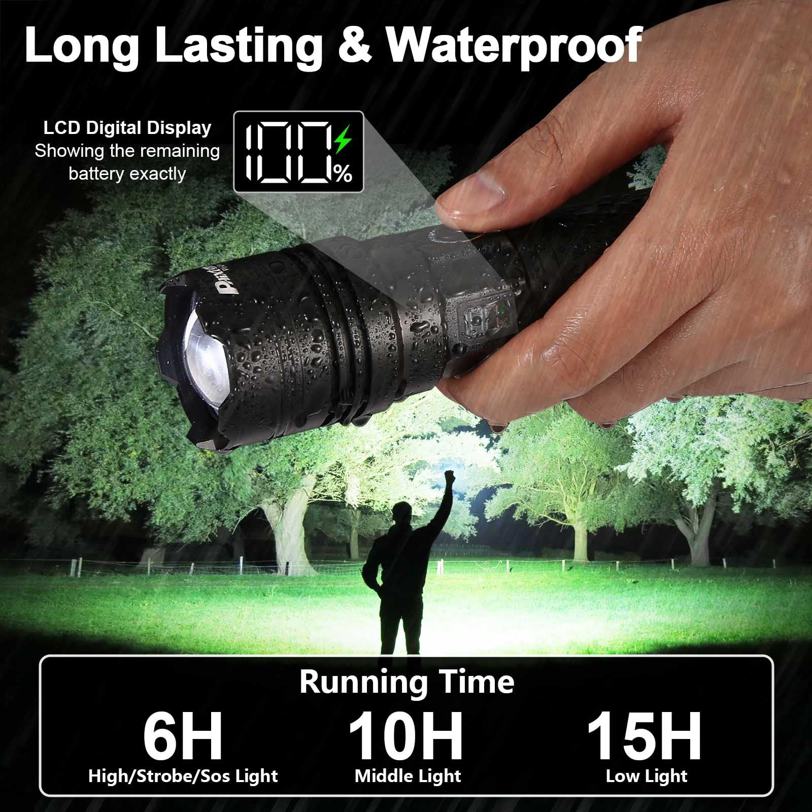 PHIXTON linterna en uso nocturno iluminando sendero como herramienta segura
