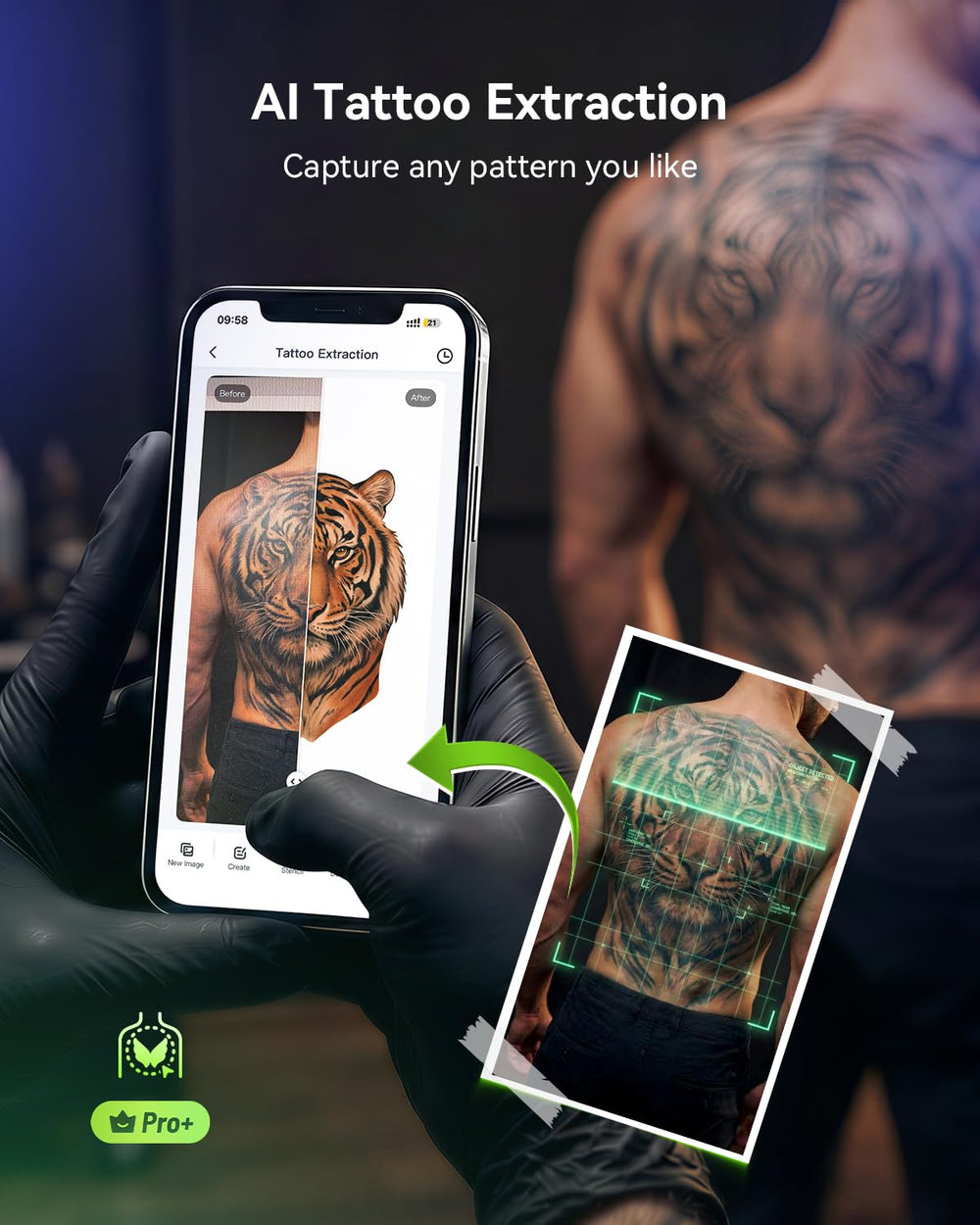 Phomemo M08F on tattoo studio bench showing workflow convenience benefit