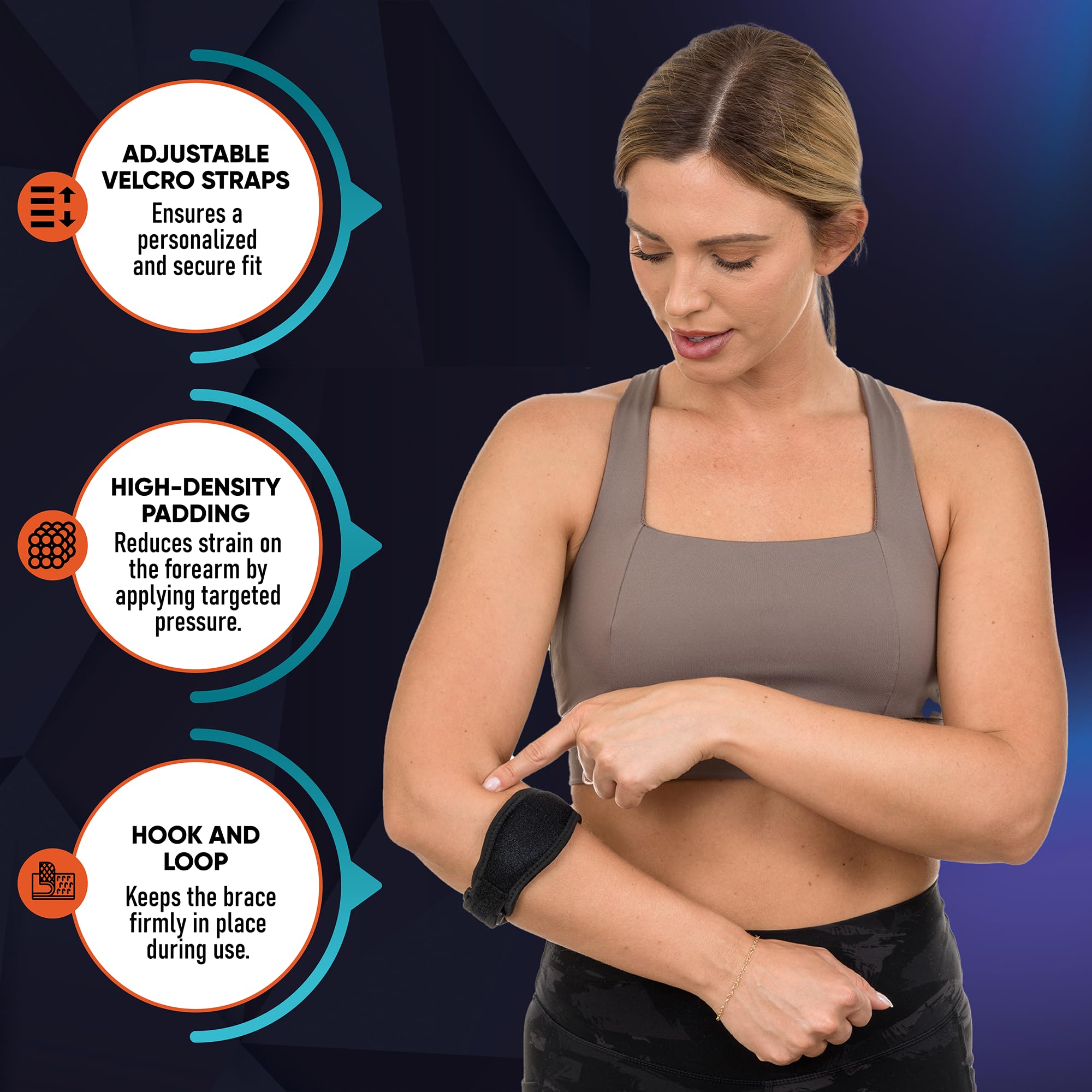 PhysFlex etiqueta y cierre Velcro mostrando ajuste seguro y duradero