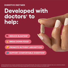 Physician's CHOICE detalle de etiqueta con lista de 16 enzimas y probióticos