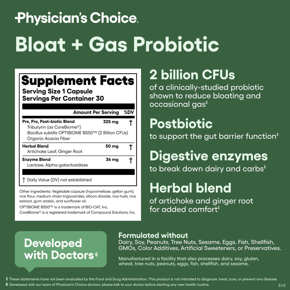 Physician's CHOICE en mesa de desayuno demostrando apoyo digestivo diario