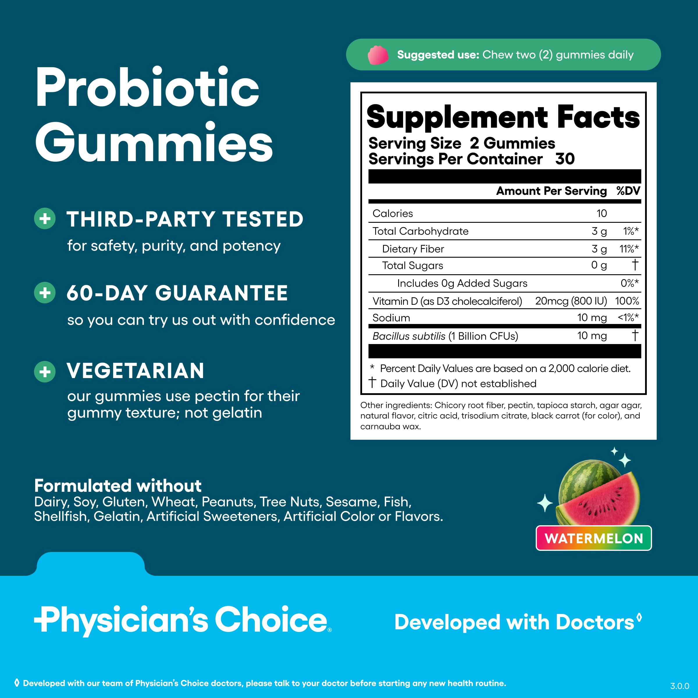Physician's CHOICE gominolas junto a desayuno para integración diaria