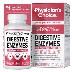 Physician's CHOICE frente del empaque mostrando la marca y beneficios digestivos