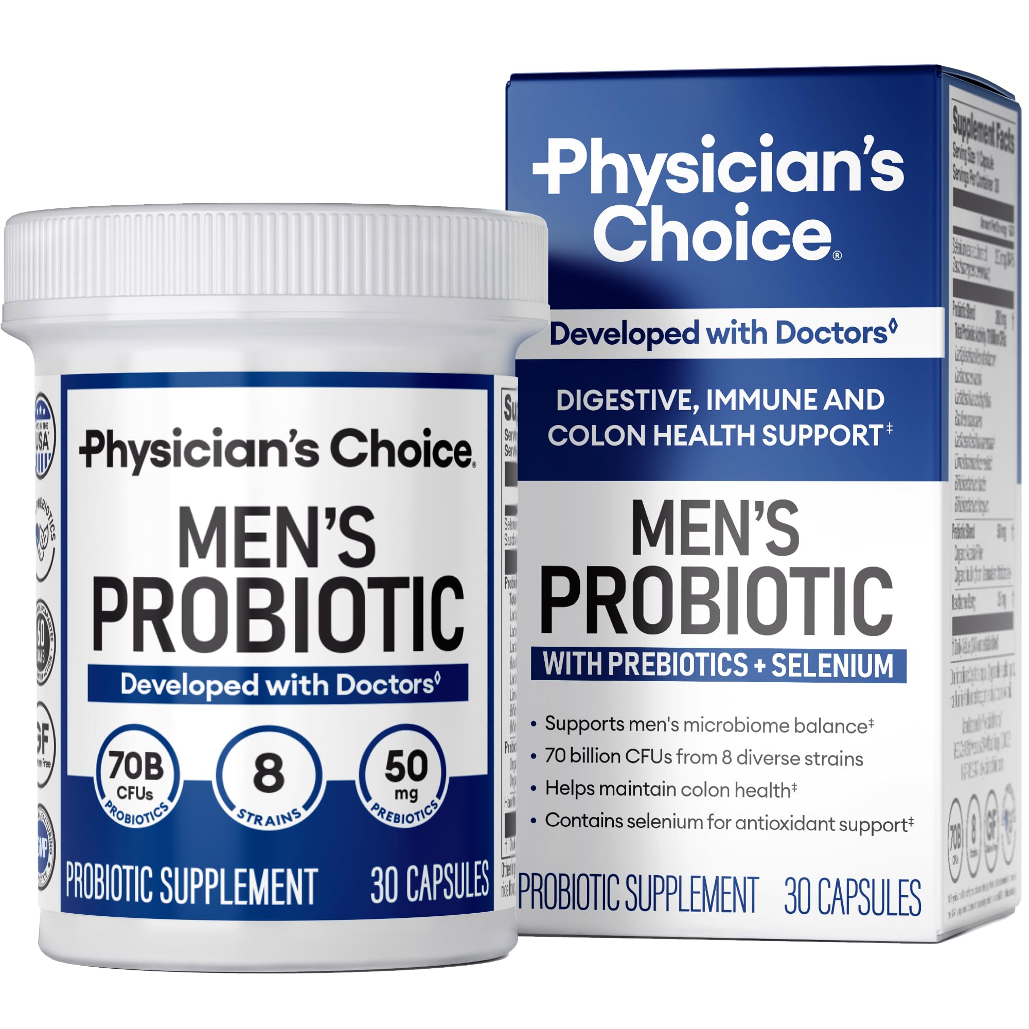 Physician's CHOICE frasco frontal mostrando la etiqueta y beneficios
