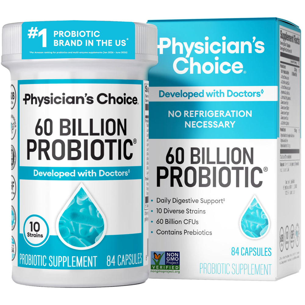 Physician's CHOICE frontal del envase mostrando 84 cápsulas y beneficios