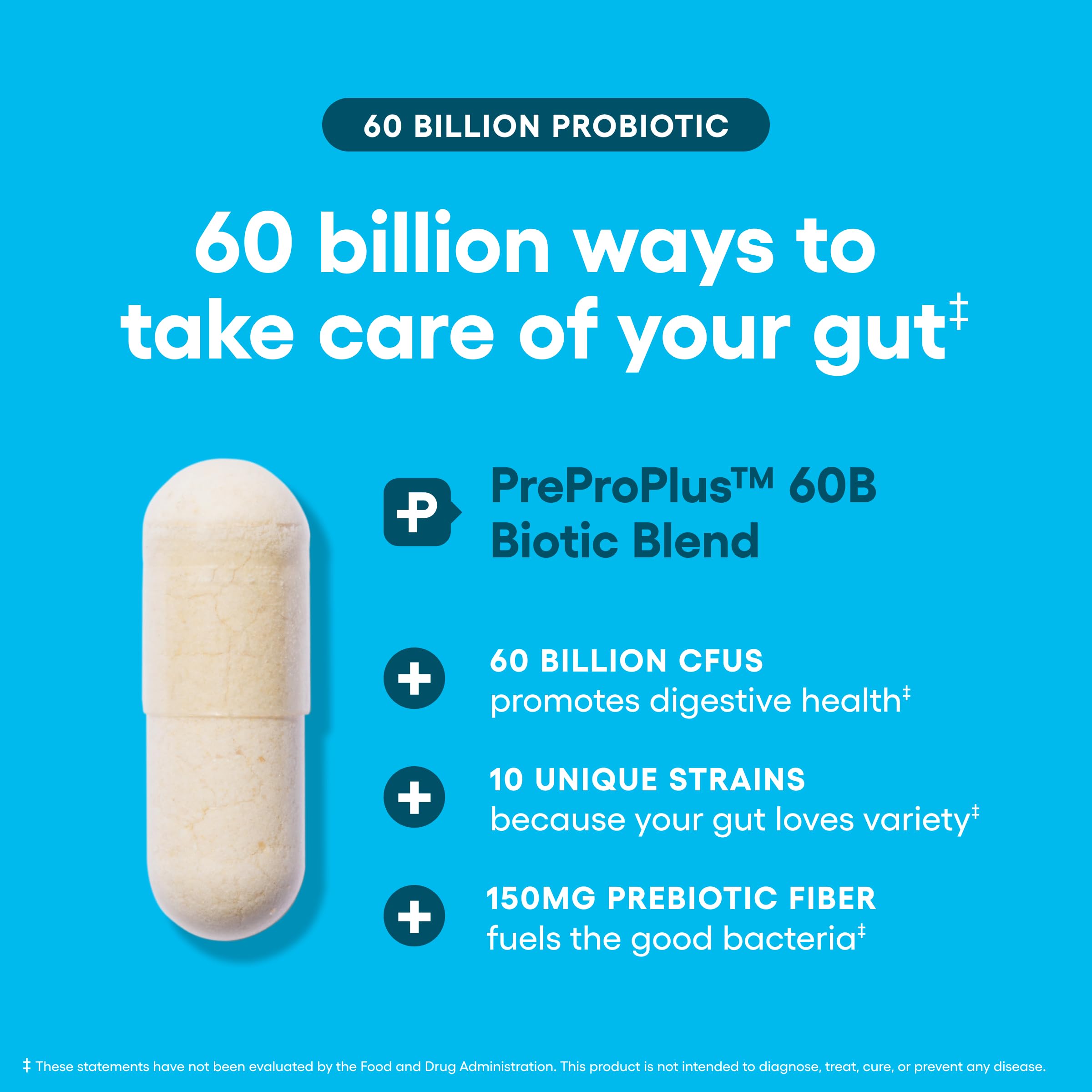 Physician's CHOICE label ingredient list highlighting 10 strains and organic prebiotics
