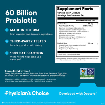 Physician's CHOICE bote en una cocina junto a frutas para uso diario
