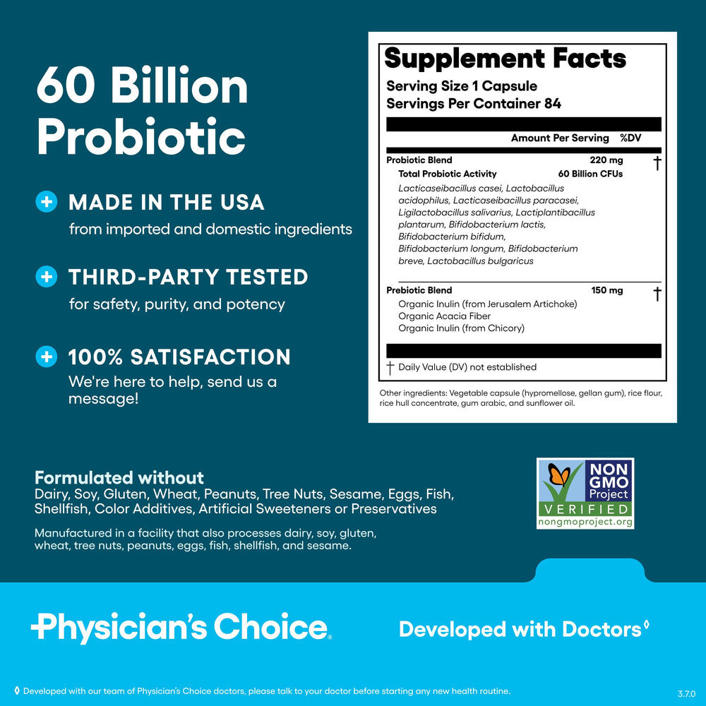 Physician's CHOICE bote en una cocina junto a frutas para uso diario
