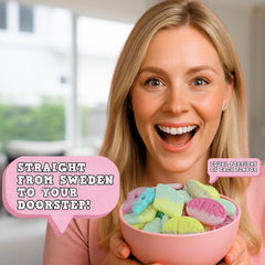Pickmix Candy Sweden cráneos y rombos, contraste ácido