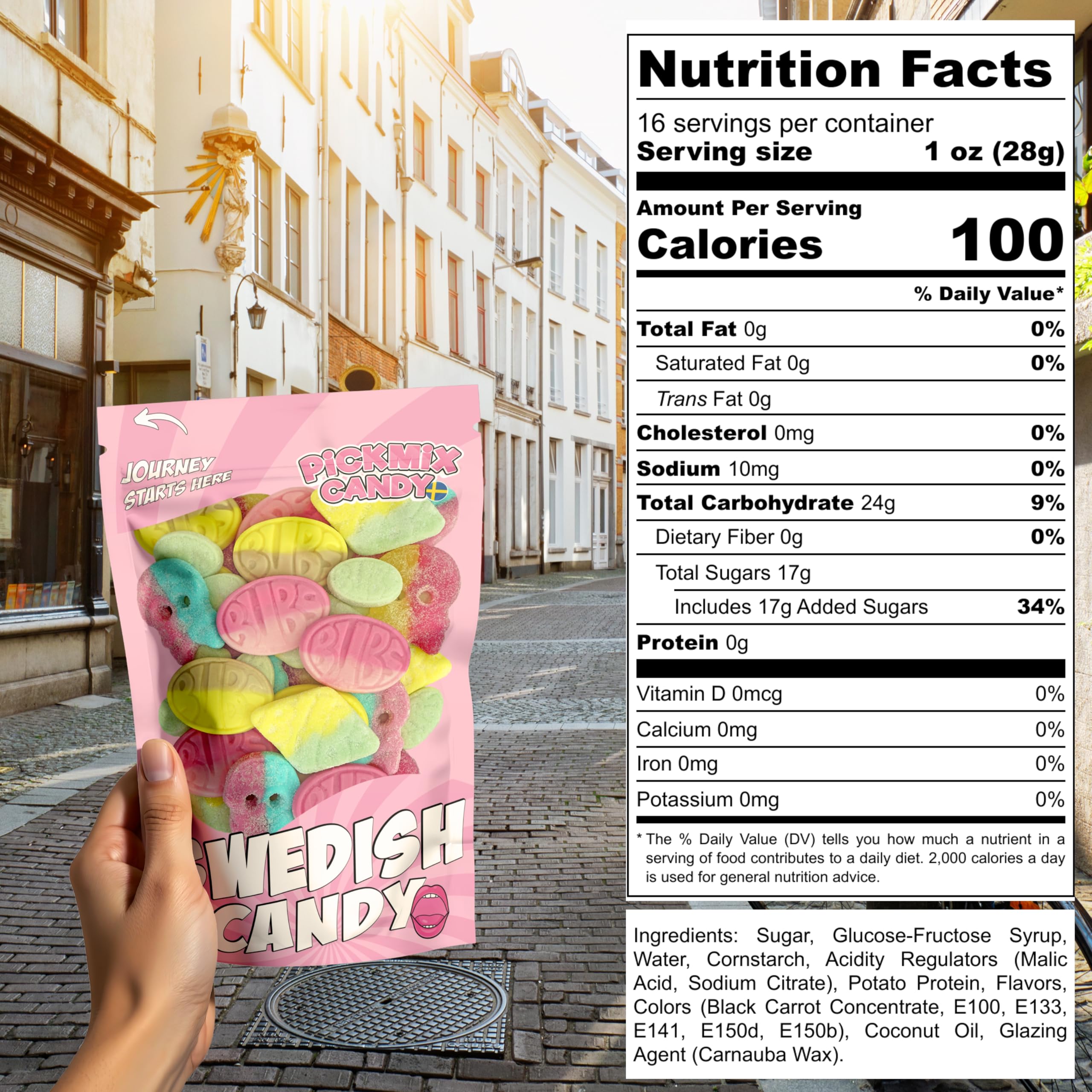 Pickmix Candy Sweden primer plano textura esponjosa, masticable