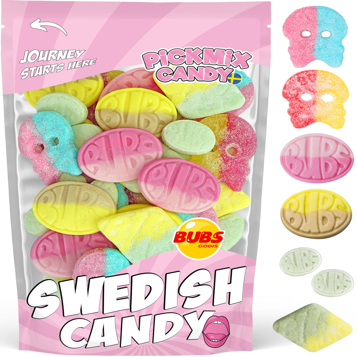 Pickmix Candy Sweden bolsa frontal BUBS para compartir