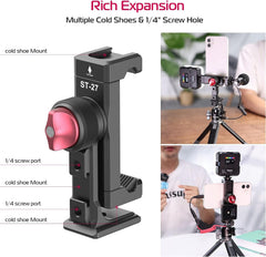 PICTRON closeup of Arca port and 1/4" thread showing fast tripod compatibility