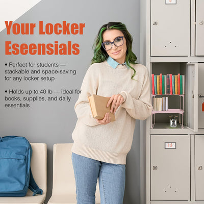 Piffny estante colocado en casillero escolar con libros accesibles
