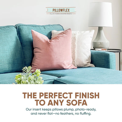 Pillowflex styled on sofa conveying decorative comfort and visual depth