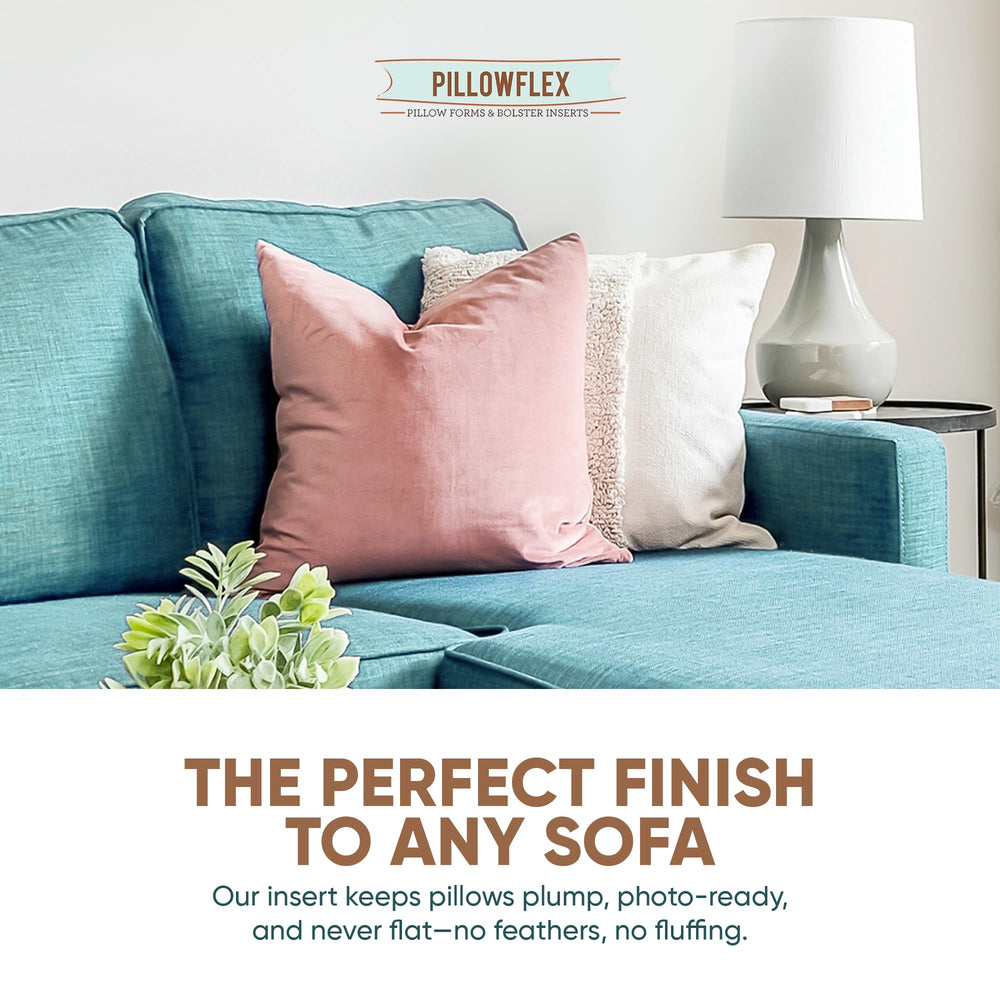 Pillowflex styled on sofa conveying decorative comfort and visual depth