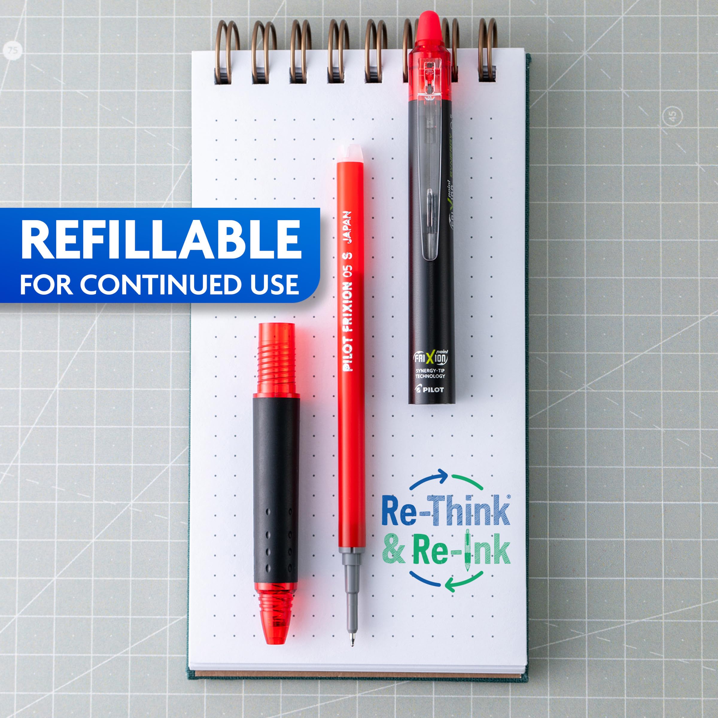 PILOT FriXion etiqueta con información de refill y cuidado del producto