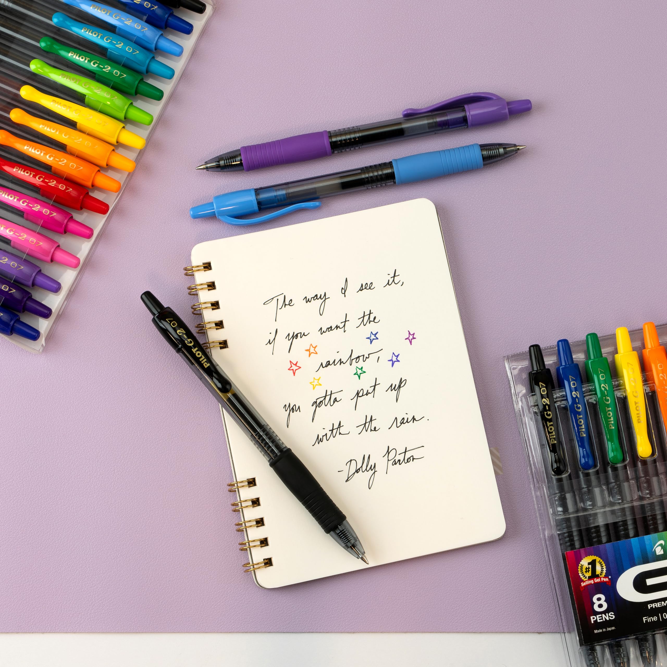 PILOT G2 primer plano de tinta vibrante sin manchas ni borrones