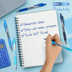 PILOT G2 muestra textura de tinta azul que fluye sin saltos