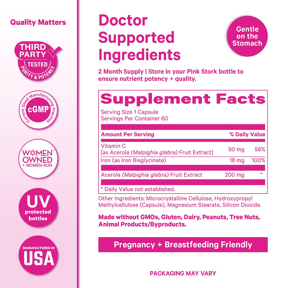 Pink Stork acerola fresca, fuente natural de vitamina C y absorción mejorada