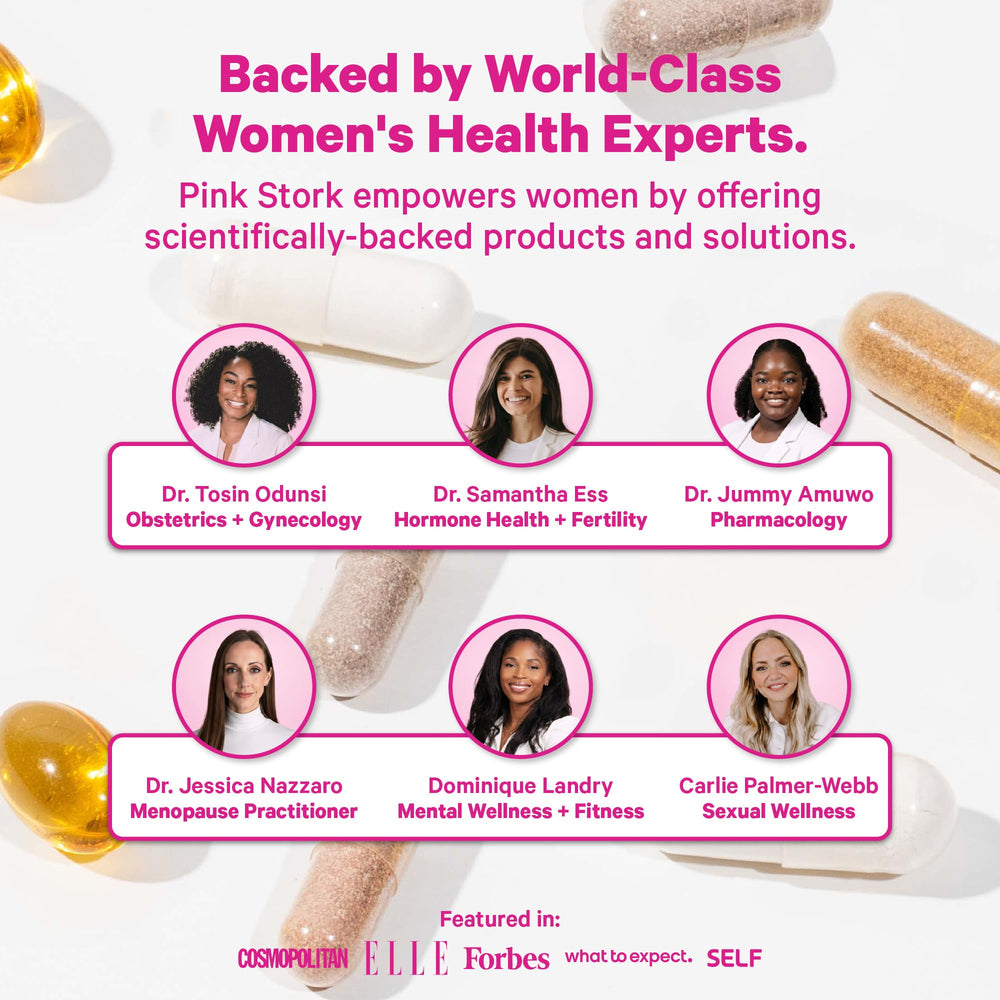 Pink Stork gummies placed beside breast pump to show lactation routine support