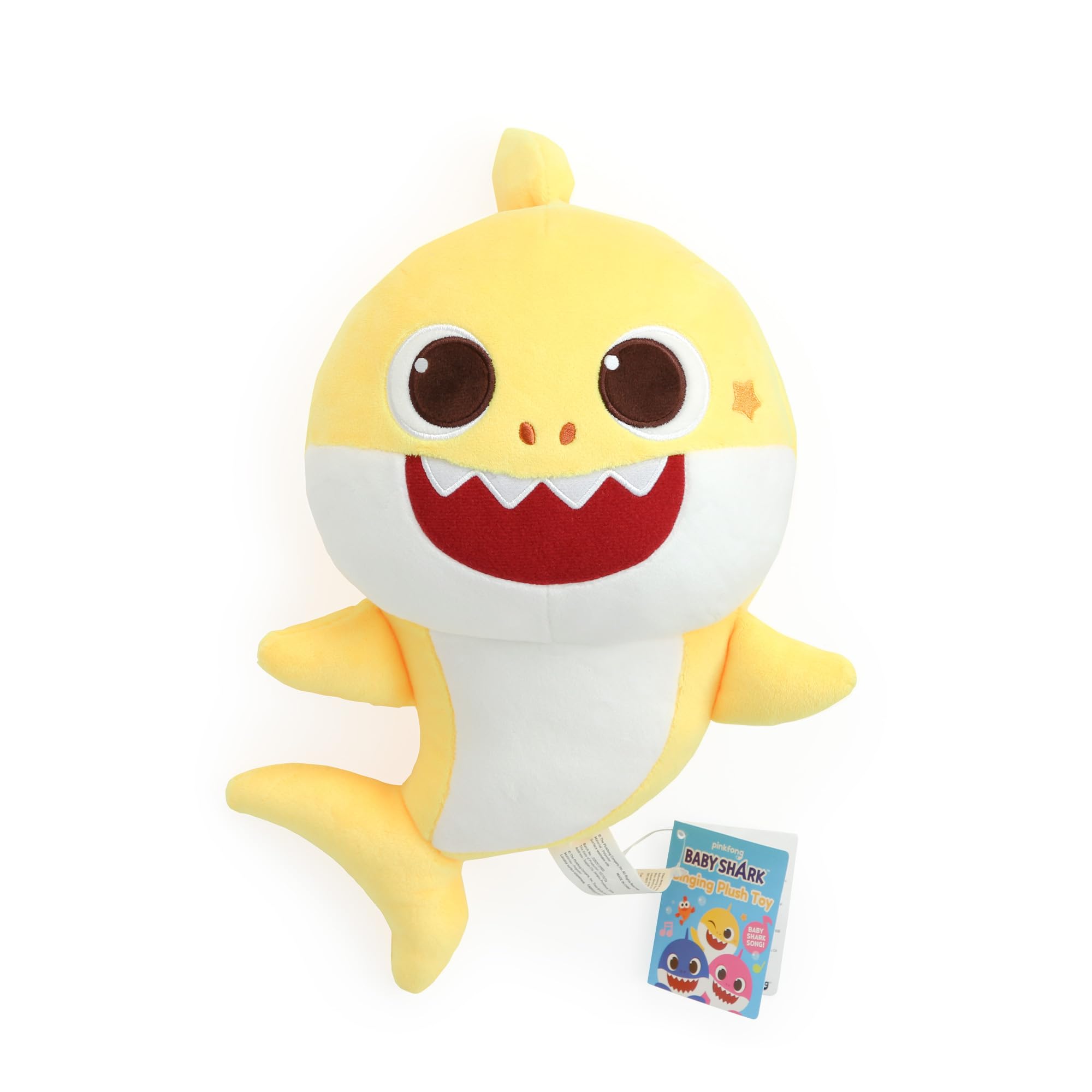 Peluche Pinkfong Baby Shark vista frontal que muestra diseño y tamaño práctico