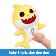 Detalle del tejido suave Pinkfong Baby Shark que ofrece tacto cómodo para abrazos