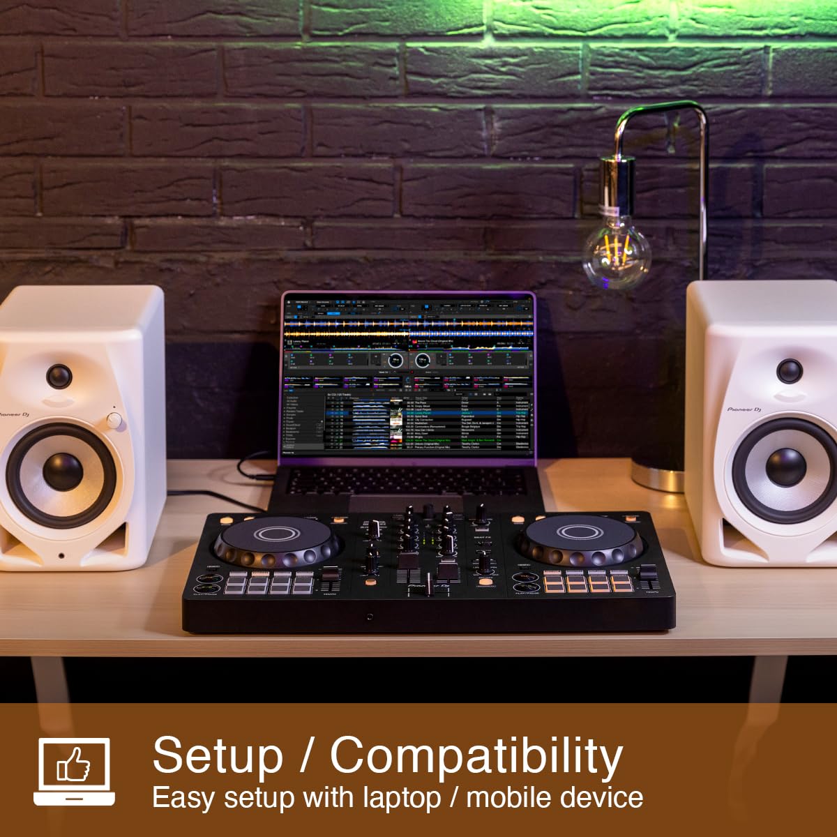 Pioneer DJ DDJ-FLX4 connected to laptop for streaming and live mixing convenience