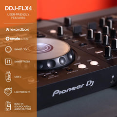 Pioneer DJ DDJ-FLX4 16 performance pads close-up enabling creative cueing and sampling