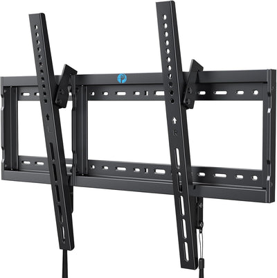 Pipishell vista frontal del soporte instalado con televisor, ahorro de espacio