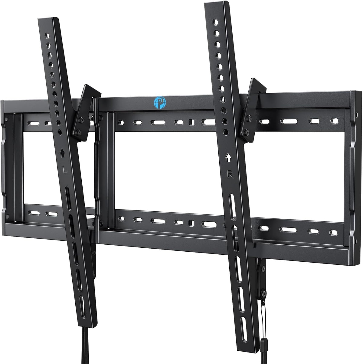 Pipishell vista frontal del soporte instalado con televisor, ahorro de espacio
