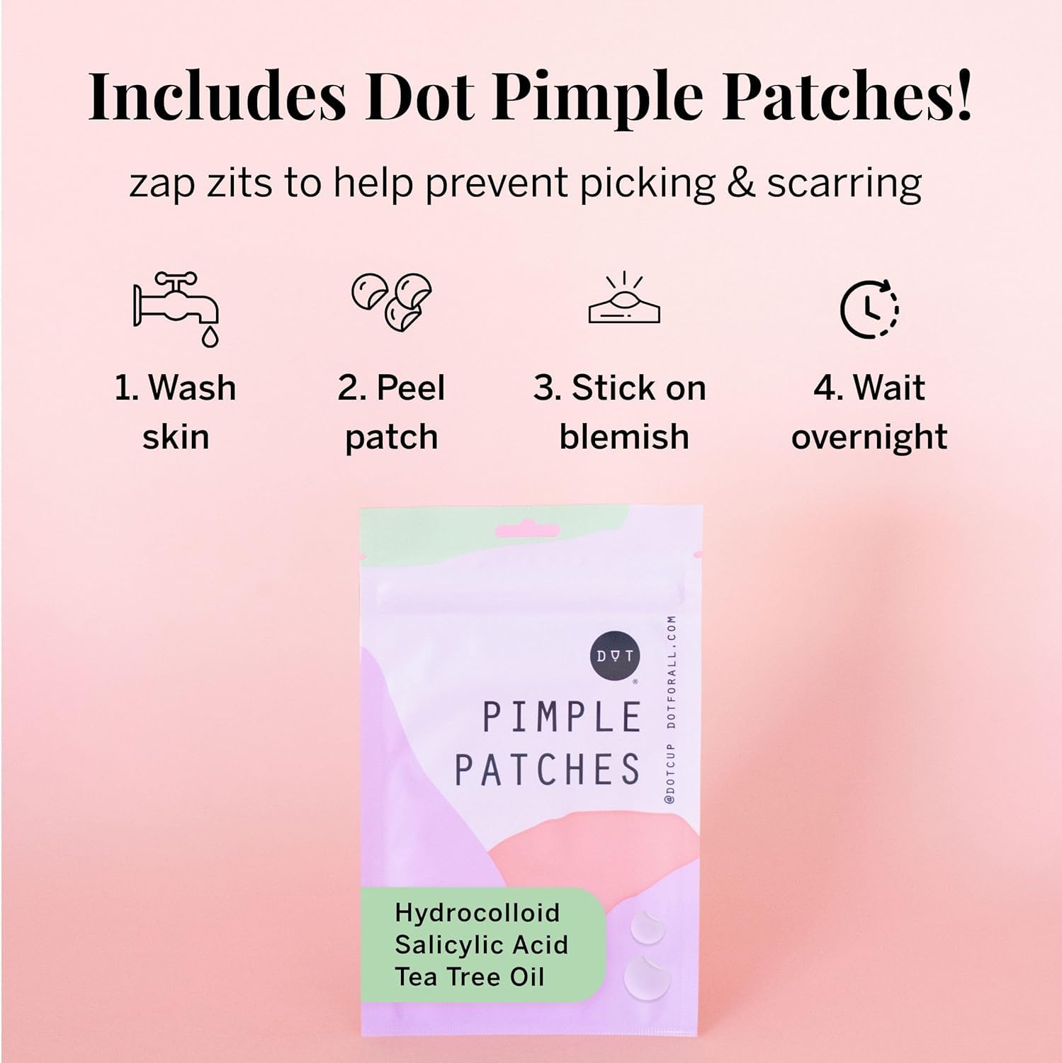 Pixie parche Dot sostenido en mano, cobertura puntual y discreta