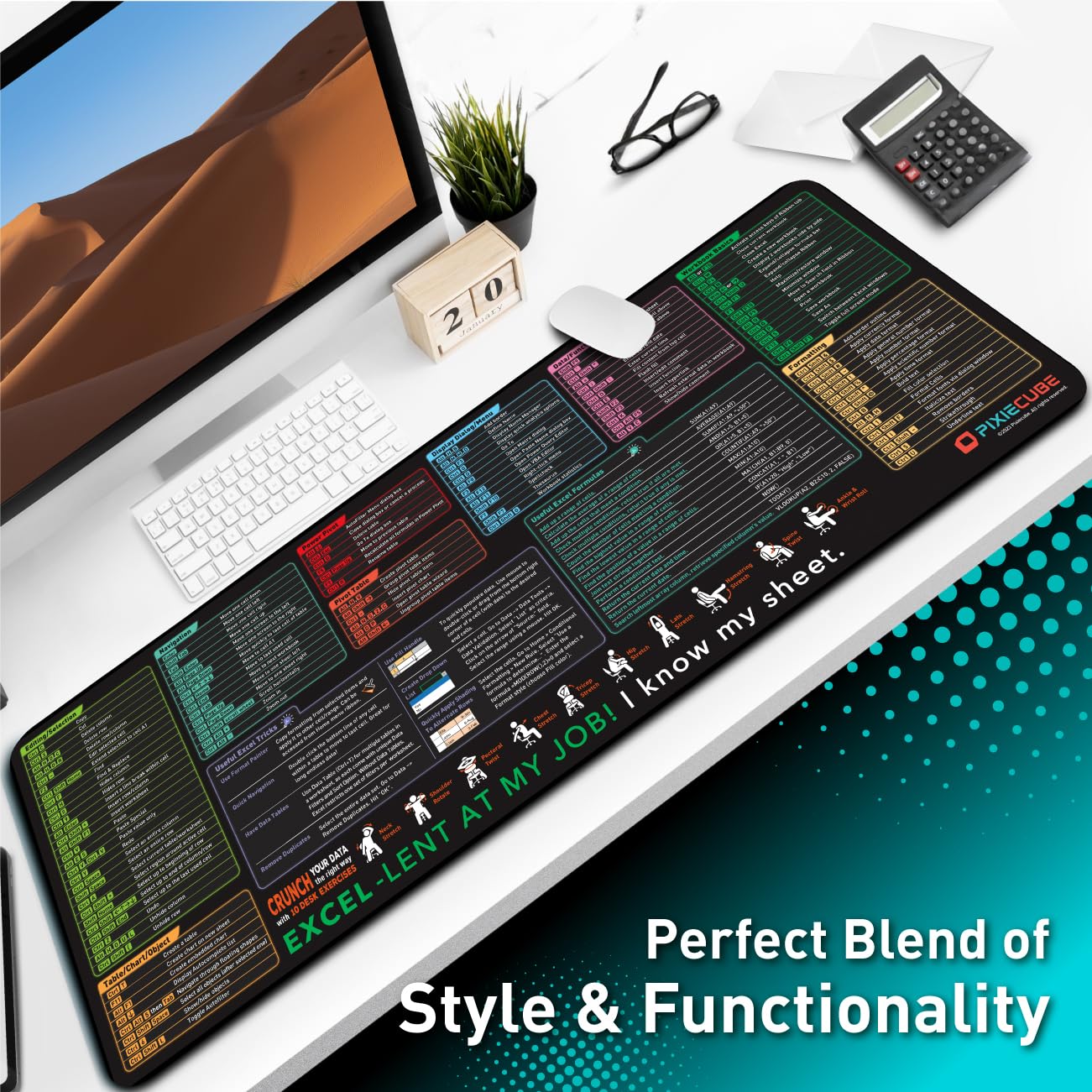 Pixiecube ambiente de escritorio mostrando protección de mesa y estética profesional