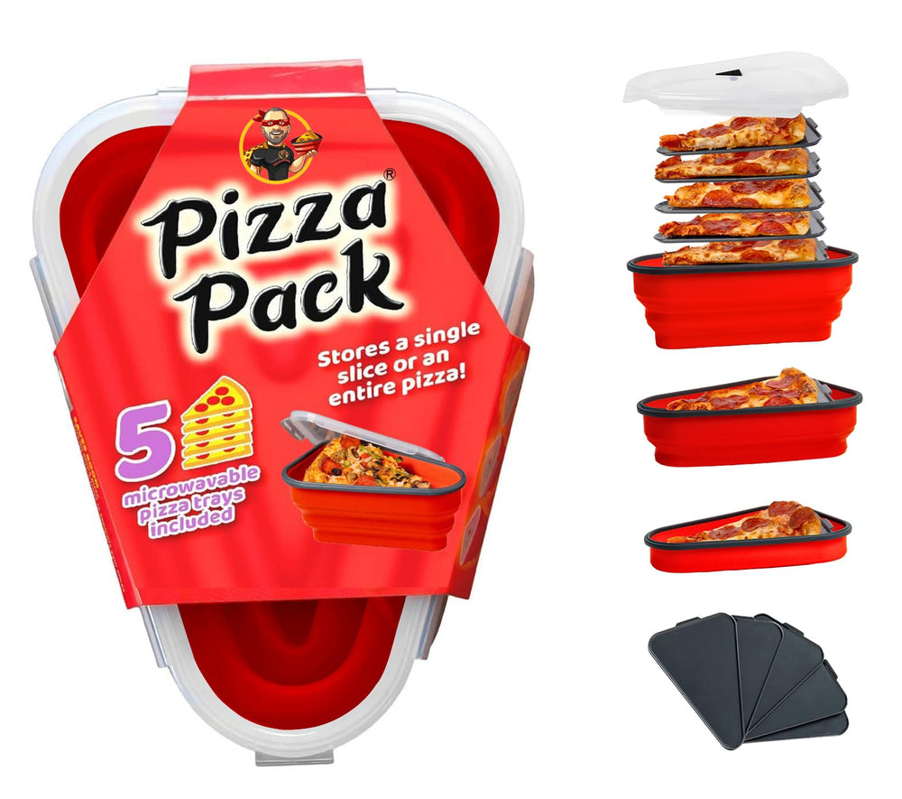 PIZZA PACK frontal del contenedor rojo que ahorra espacio