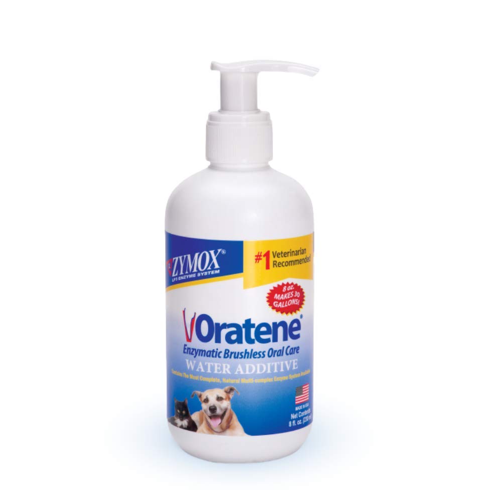 PKB Animal Health frasco ZYMOX Oratene frontal mostrando tamaño y uso