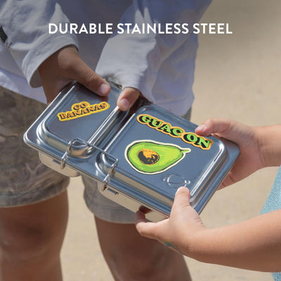 PlanetBox Shuttle on lunch table with snacks showing sustainable lunchtime benefit