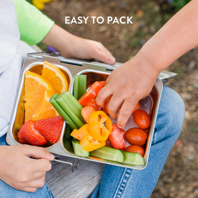 PlanetBox Shuttle paired with compatible dipper cup for customizable packing benefit