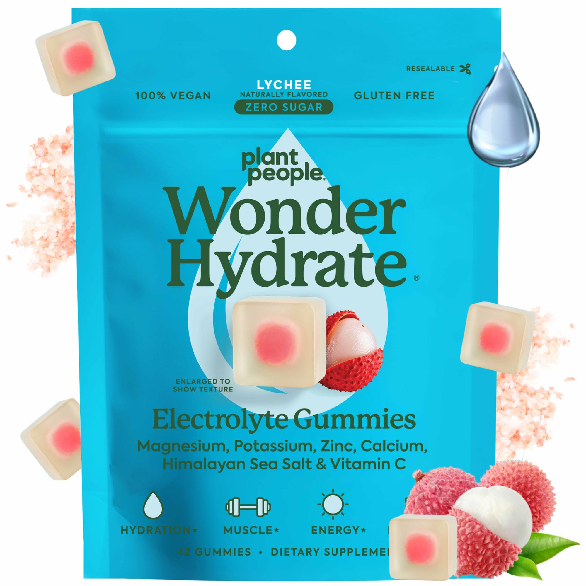 Plant People front packaging showing bottle and lychee flavor benefits