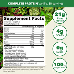 PlantFusion scoop of powder highlighting 21g protein per serving benefit